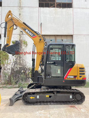 Sany SY55C Used Excavator Global con cilindro idraulico originale e 76KW di potenza